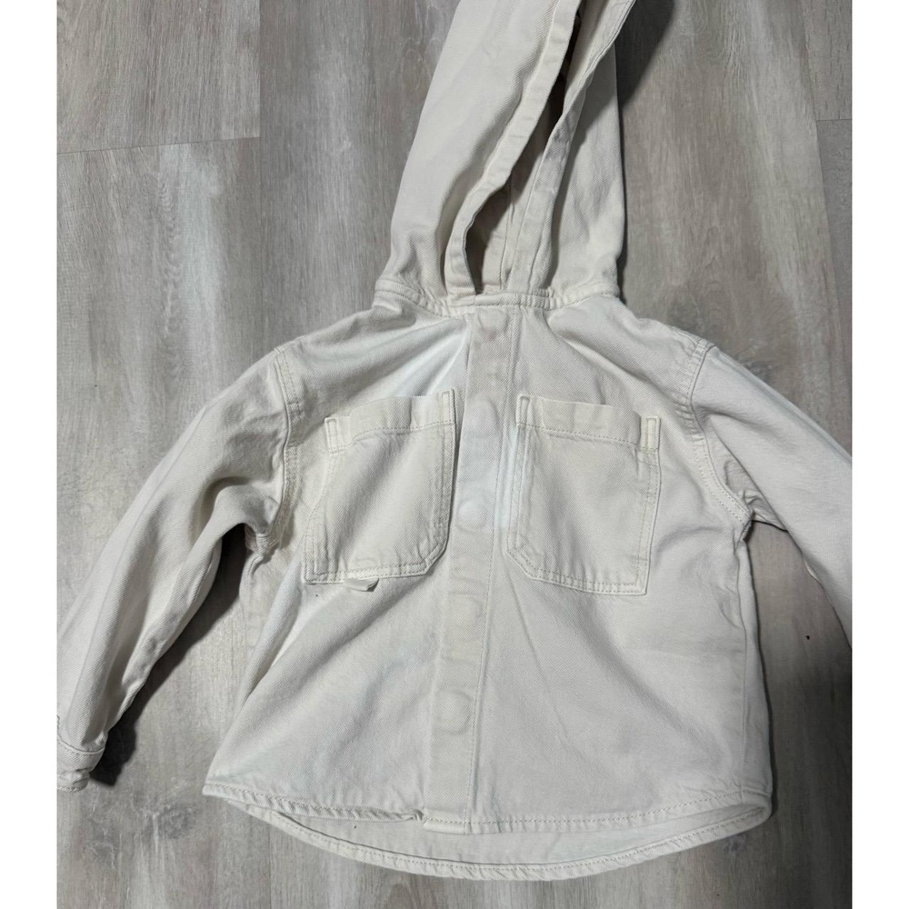Zara Kids Beige Hooded Utility Jacket Shirt Sz 2 Boys Girls Lightweight Shacket - Picture 3 of 5